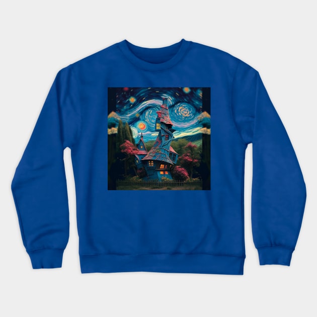 Starry Night Over The Burrow Crewneck Sweatshirt by Grassroots Green